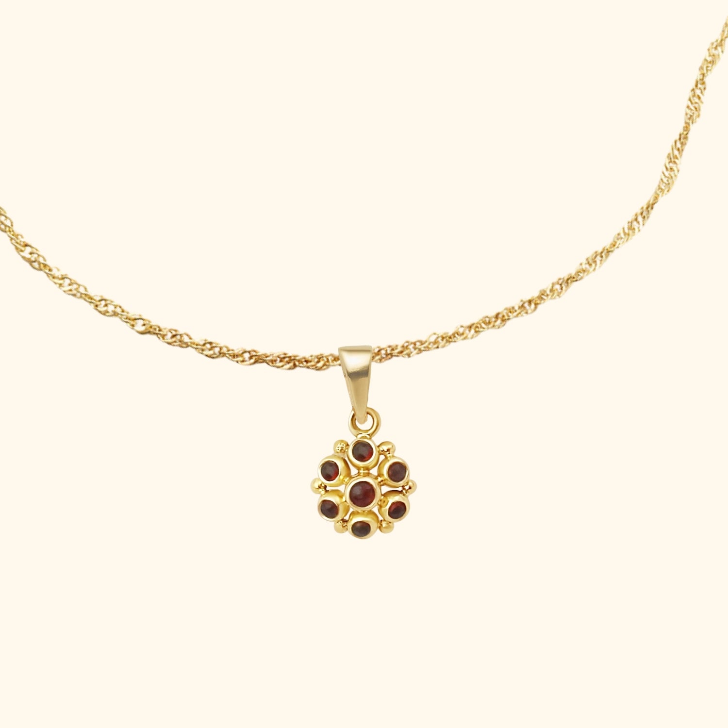 Bloom Granaat Ketting | Gold Plated